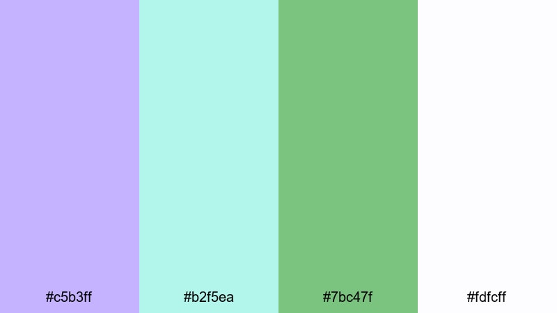 mint lilac sorbet purple green color palette with hex codes