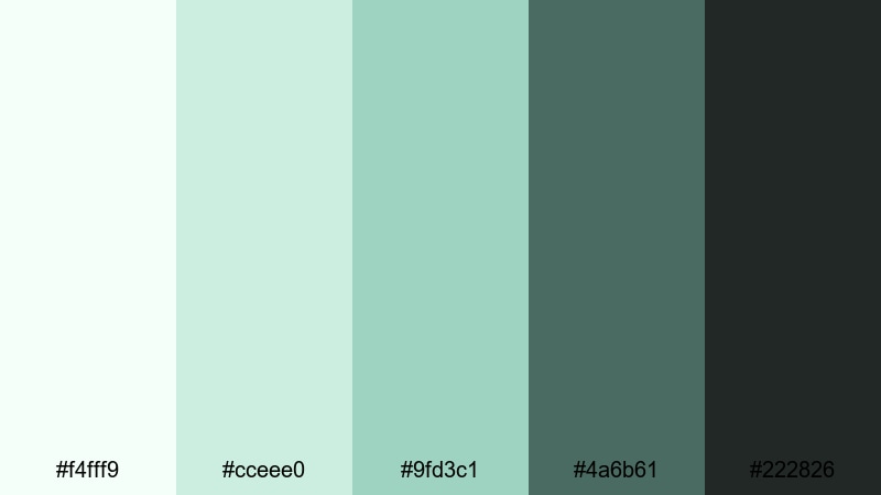 mint pixel interface light green color palette with hex codes