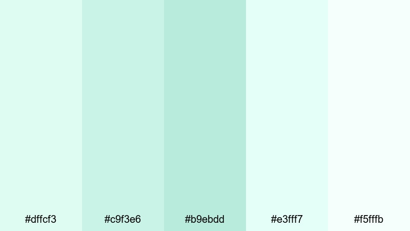 mint sorbet splash pastel color palette with hex codes