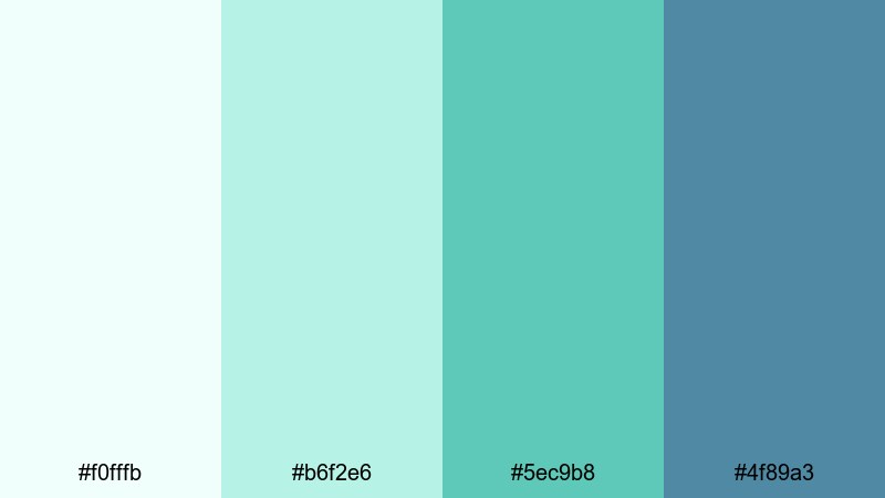 mint tide whisper teal color palette with hex codes