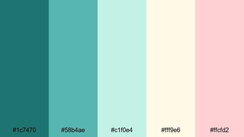 minted travel diaries blue emerald color palette with hex codes