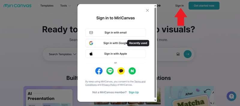 log in to miricanvas