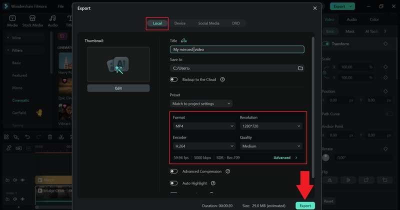 save your mirrored video to device