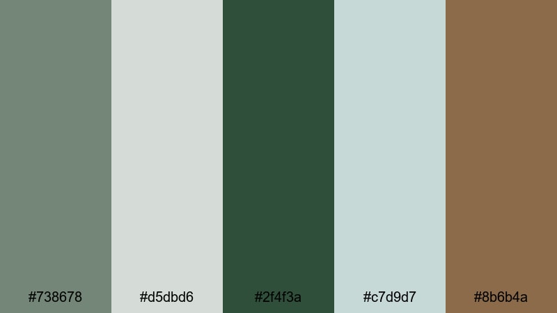 misty evergreen xanadu xanadu color palette with hex codes