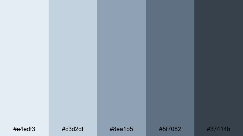 misty harbor hush blue gray color palette with hex codes