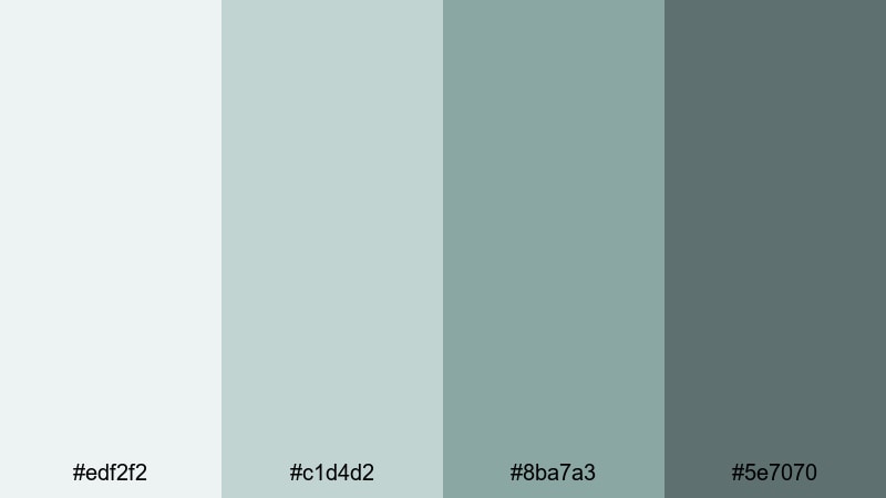 misty harbor hush gray turquoise color palette with hex codes