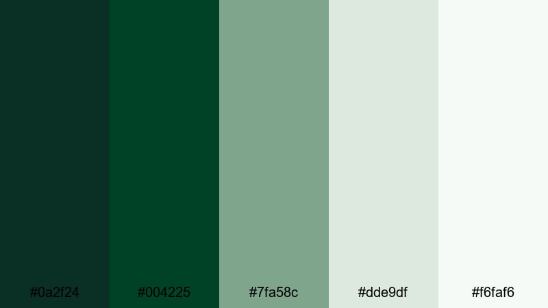 misty pine forest british racing green color palette with hex codes