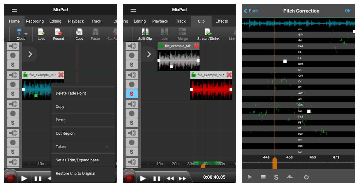 audio editor for Android - MixPad Multitrack Mixer 