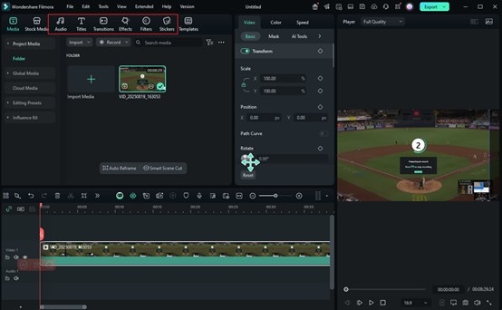Editing MLB highlights in Filmora