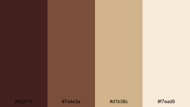 mocha champagne soiree chocolate brown color palette with hex codes
