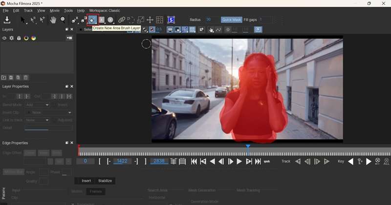 use brush tool to mask video