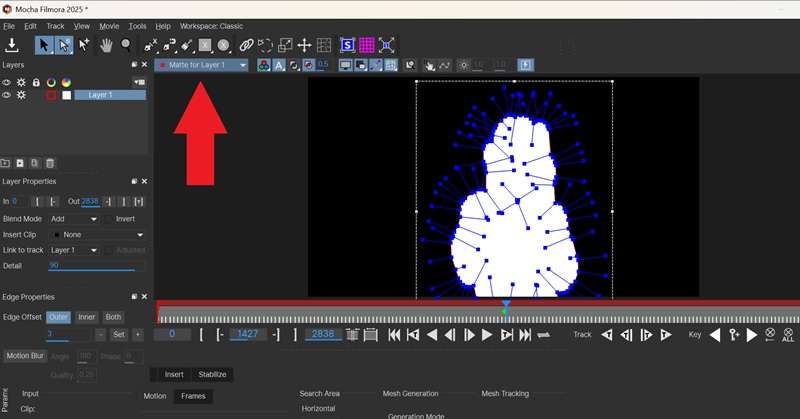 activate matte for layer one