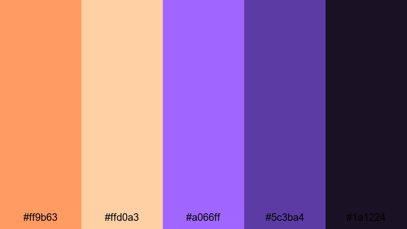 modern studio orchid orange purple color palette with hex codes