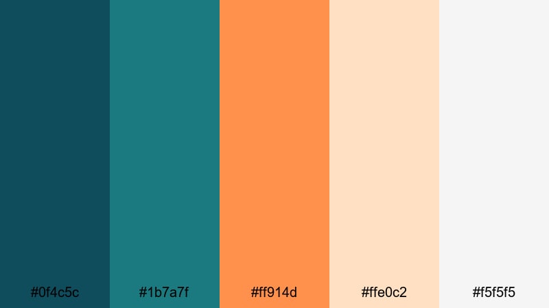 modern studio teal teal orange color palette with hex codes
