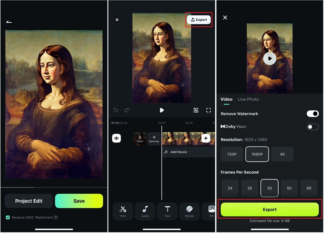 monalisa face swap filmora mobile