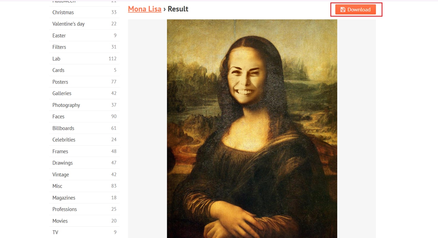 download the photofunia result