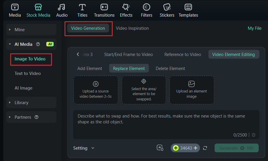 select replace element feature