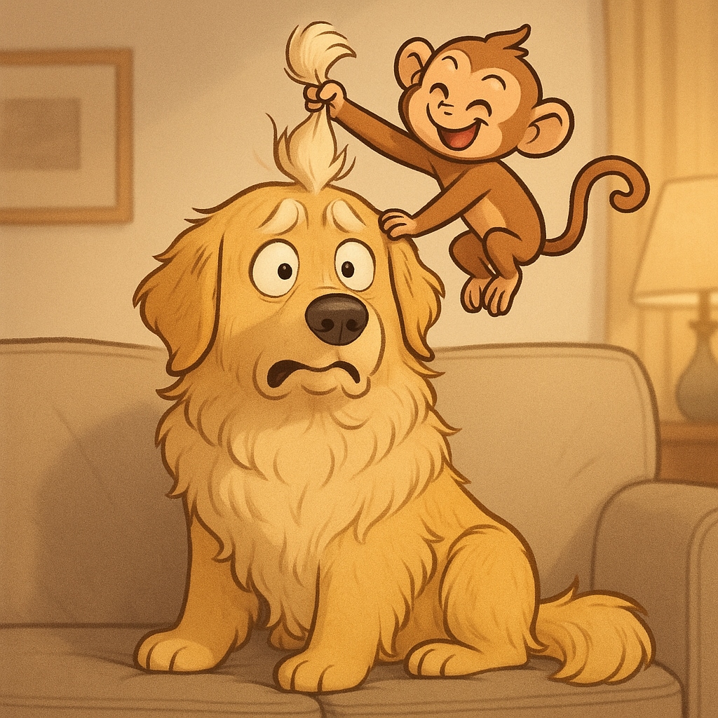 monkey steals pet hair