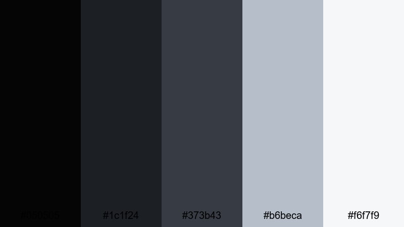 monochrome edit suite onyx color palette with hex codes