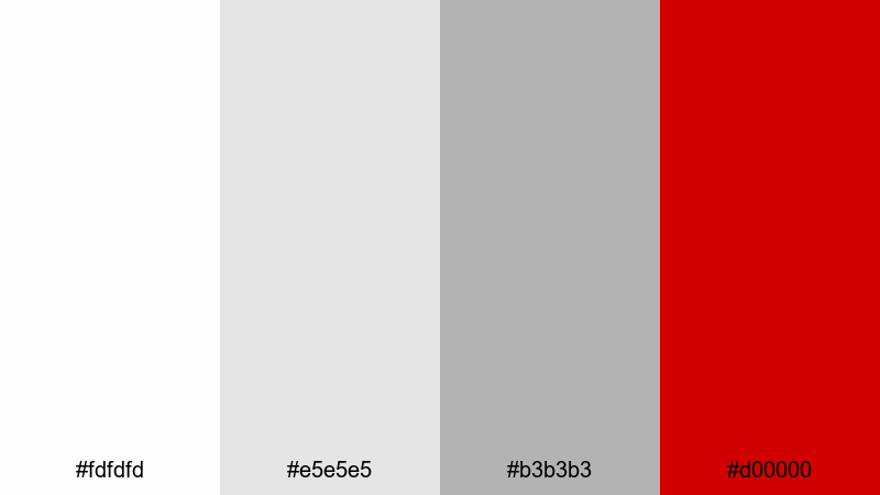 monochrome ember edge white red color palette with hex codes