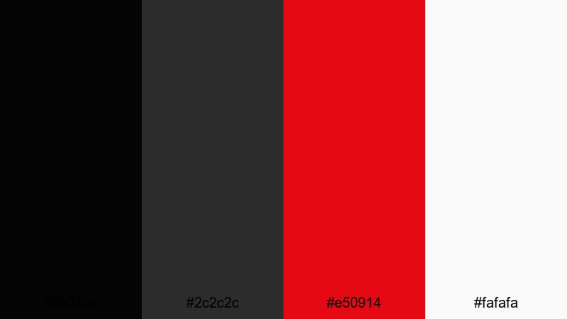 monochrome glitch pop black red color palette with hex codes