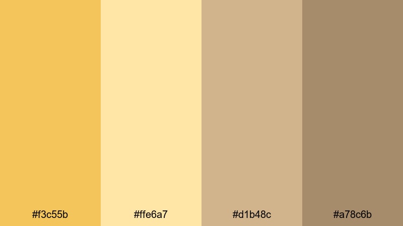 monochrome honey fade harvest gold color palette with hex codes