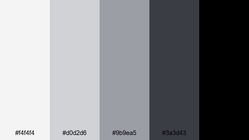 monochrome impact title platinum color palette with hex codes