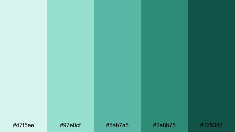 monochrome sea layers sea green color palette with hex codes