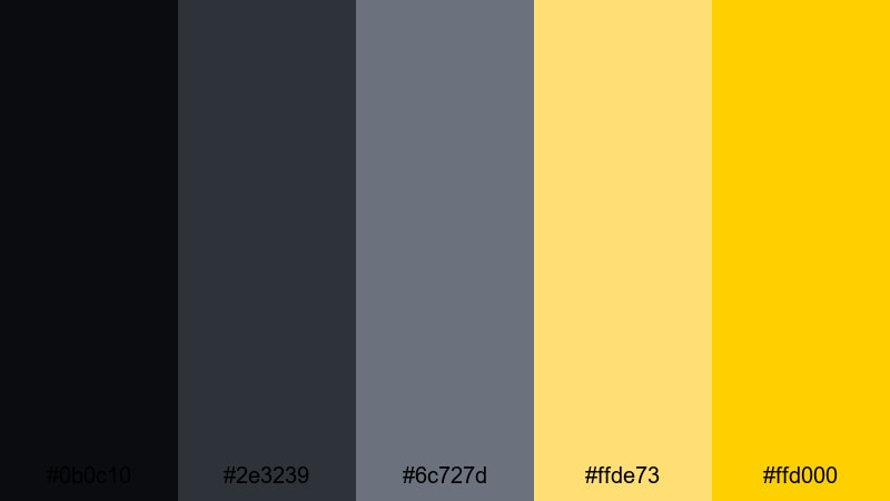 monochrome spotlight tease yellow gray color palette with hex codes