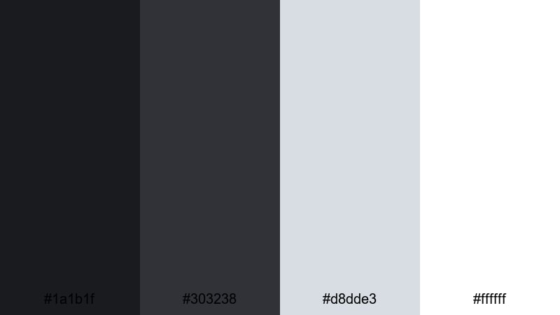 monochrome studio desk dark gray color palette with hex codes