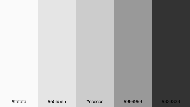 monochrome studio glow silver color palette with hex codes