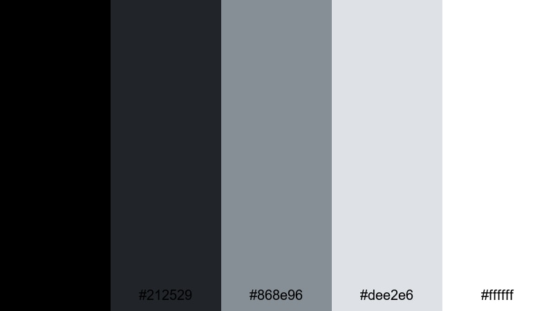 monochrome studio grid black color palette with hex codes