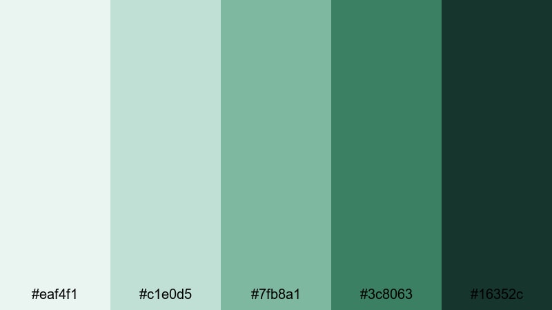 monochrome studio jade jade color palette with hex codes