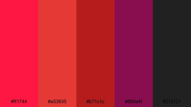 monochrome studio scarlet scarlet color palette with hex codes