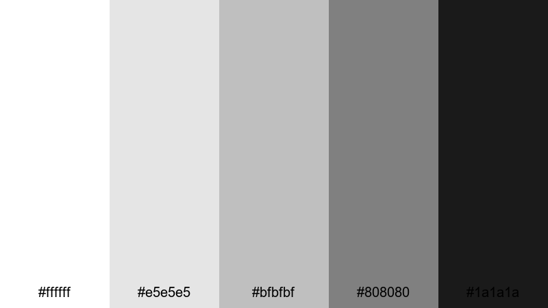 monochrome title card light gray color palette with hex codes