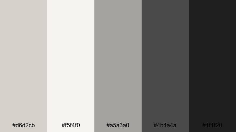 monochrome title sequence timberwolf color palette with hex codes