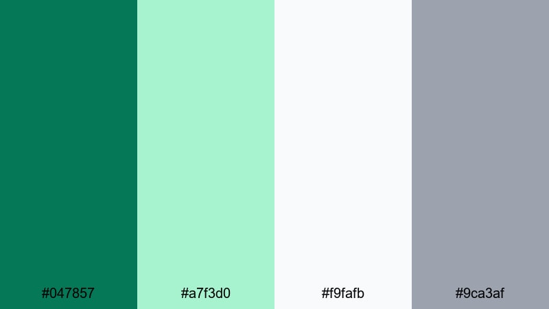 monoline icon set emerald green color palette with hex codes