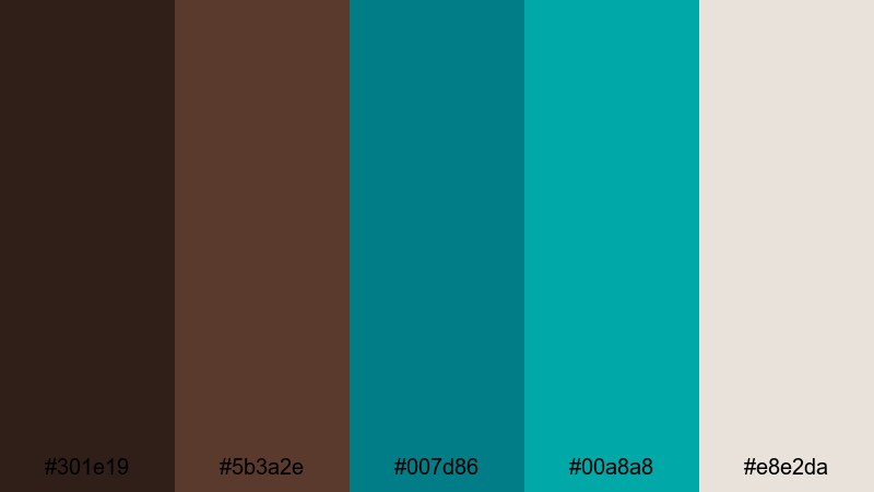 moody harbor night brown turquoise color palette with hex codes