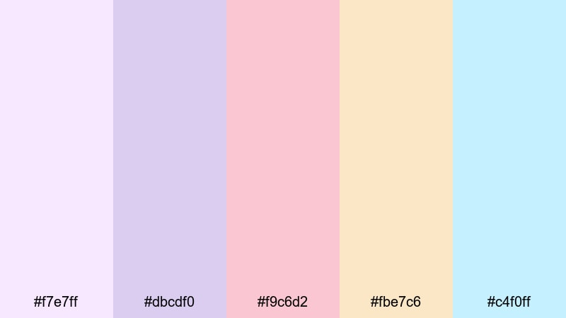 moon blossom reverie fantasy color palette with hex codes