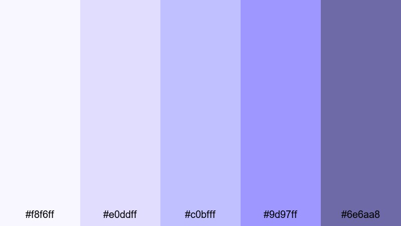moonlight lilac mist violet purple color palette with hex codes