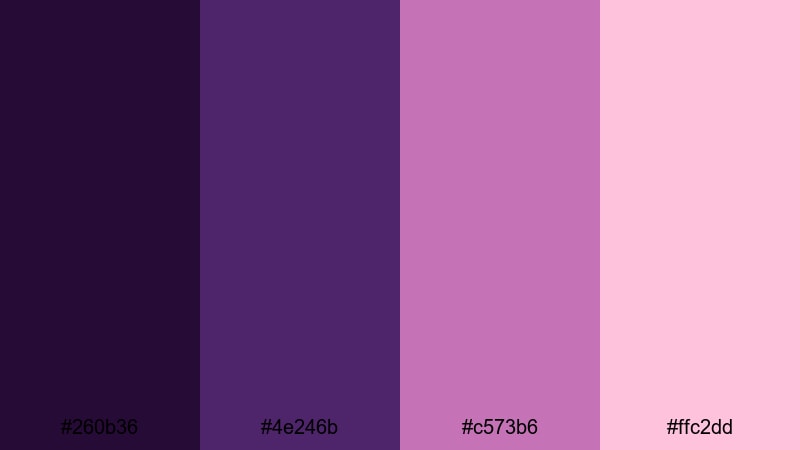 moonlit amethyst blush dark violet color palette with hex codes
