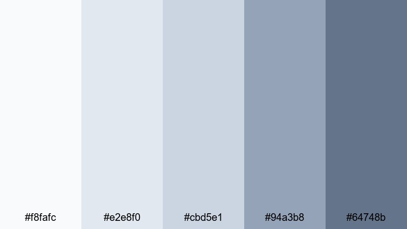 moonlit dust haze silver color palette with hex codes