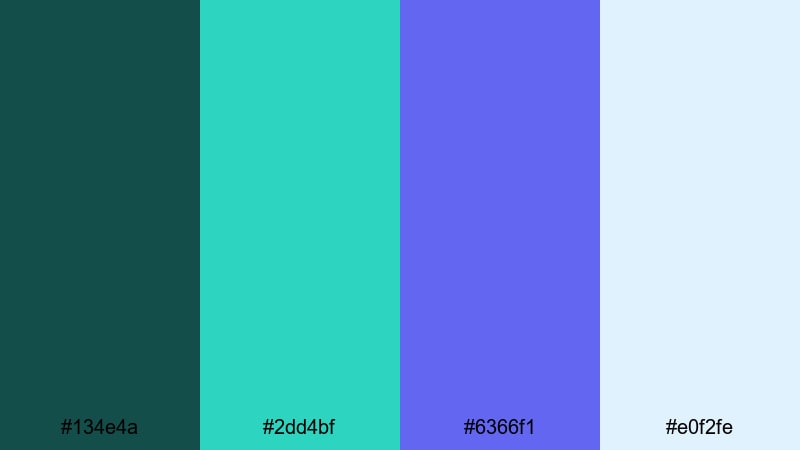 moonlit lagoon whisper teal purple color palette with hex codes