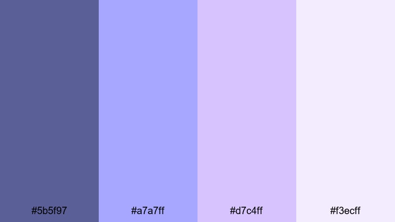 moonlit lavender haze violet blue color palette with hex codes