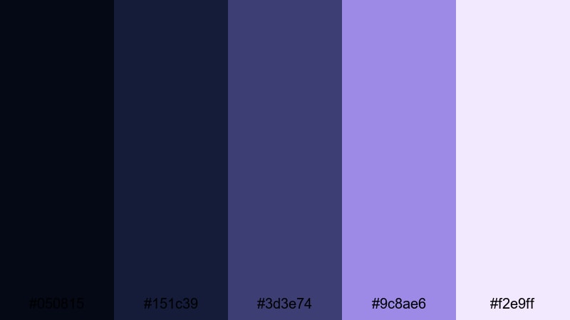 moonlit lilac mist purple dark blue color palette with hex codes