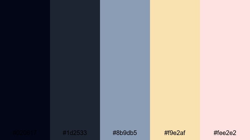 moonlit loft pastel gray dark blue color palette with hex codes