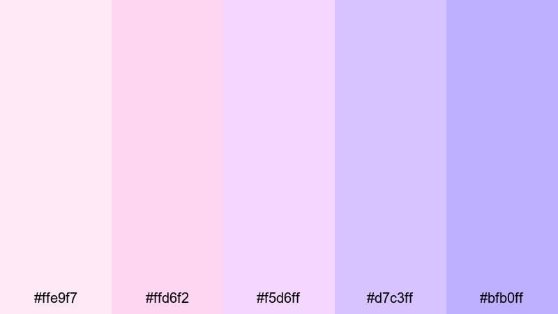 moonlit macaron mix pastel pink purple color palette with hex codes