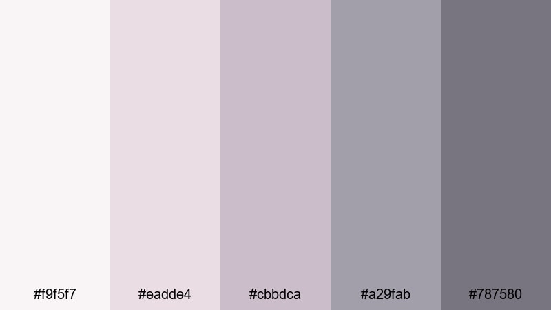 moonlit rose mist gray silver color palette with hex codes
