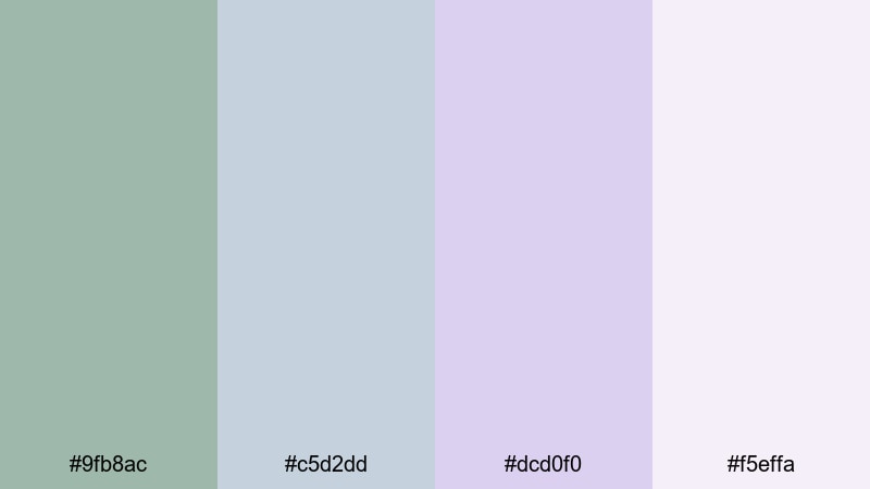 moonlit sage romance green lavender color palette with hex codes