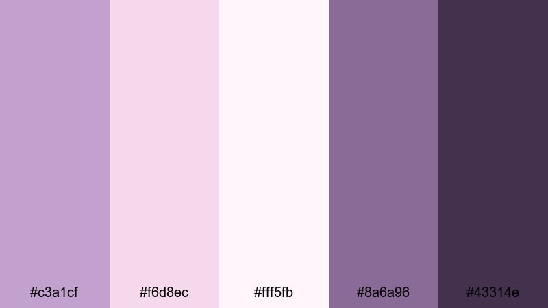 moonlit veil romance purple mauve color palette with hex codes